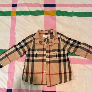 Burberry Kids Beige and Black Checkered Jacket